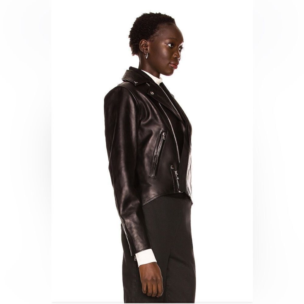 $1395 RtA Black Leather Moto Jacket Saige Biker FWRD Designer Motorcycle Sz XS - Picture 5 of 16